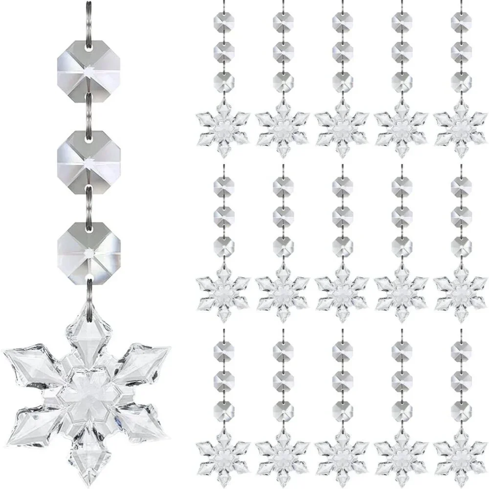 30pk Snowflake Christmas Tree Decorations Ornaments Hanging Acrylic Crystal